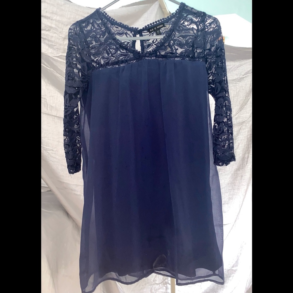 A blue dress.